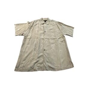 SUN MODA Shirt Men's Large Resort Wear Palm‎ Leaves Hawaiian Aloha Tiki Camp EUC